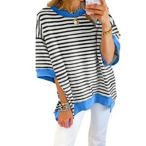 Boho High Low Hem Striped Top